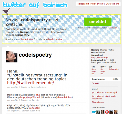Twitter auf Bairisch